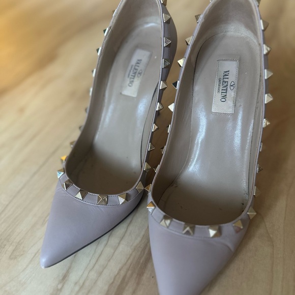 Valentino Shoes - Valentino Women's Studded Heels - classic Poudre color - beautiful